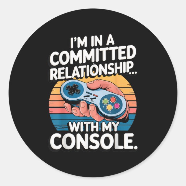 Pegatina Redonda Retro Gaming Relationship Funny Gamer Console Love (Anverso)