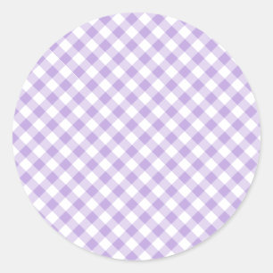 Pegatina Redonda Retro Gingham Suave Lavanda