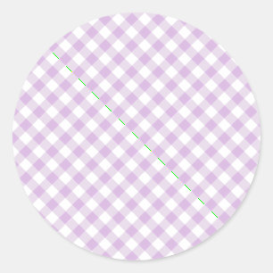 Pegatina Redonda Retro Gingham Suave Lila