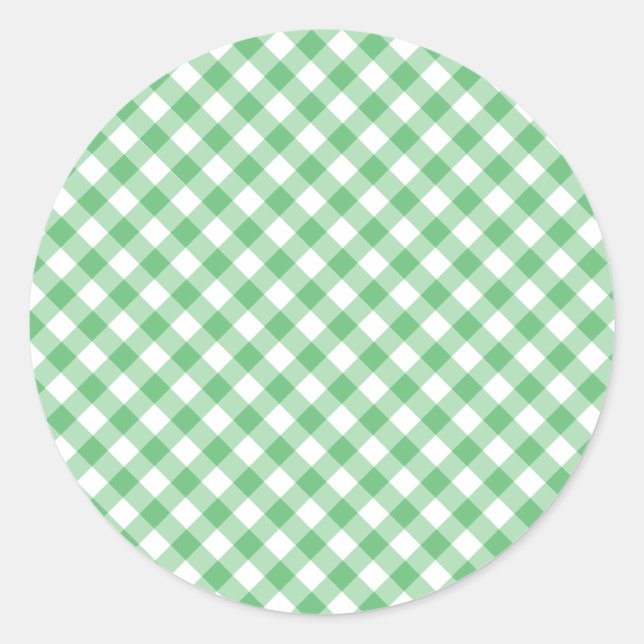 Pegatina Redonda Retro Gingham Summer Green (Anverso)