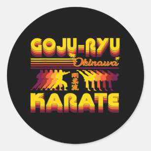 Pegatina Redonda Retro Goju-ryu Karate Diseño Conjunto De Verano Pa