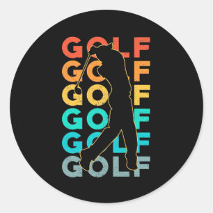 Pegatina Redonda Retro Golfer