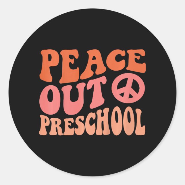 Pegatina Redonda Retro Gracioso De La Educación Preescolar De Peace (Anverso)