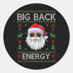 Pegatina Redonda Retro Gran Atrás Santa Energía Navidades Feo Navid