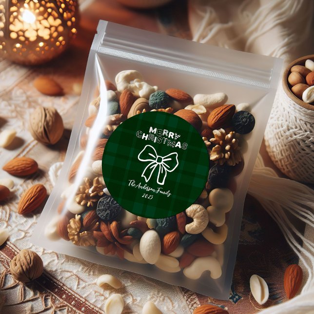 Pegatina Redonda Retro Green Plaid Whimsical Christmas  (Subido por el creador)