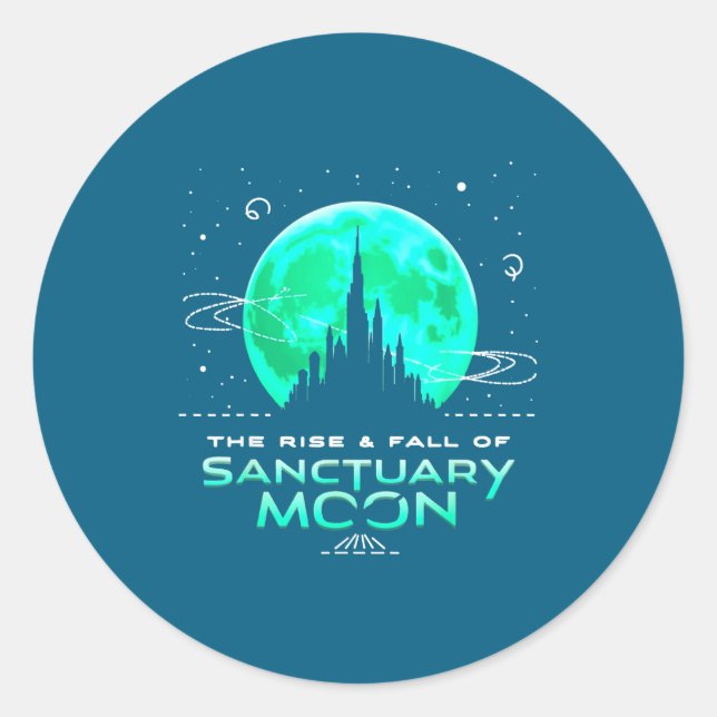 Pegatina Redonda Retro Green Quote The Rise And Fall Of Sanctuary M (Anverso)