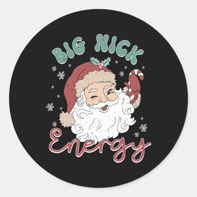 Pegatina Redonda Retro Groovy Big Nick Santa Energy Navidades diver (Anverso)