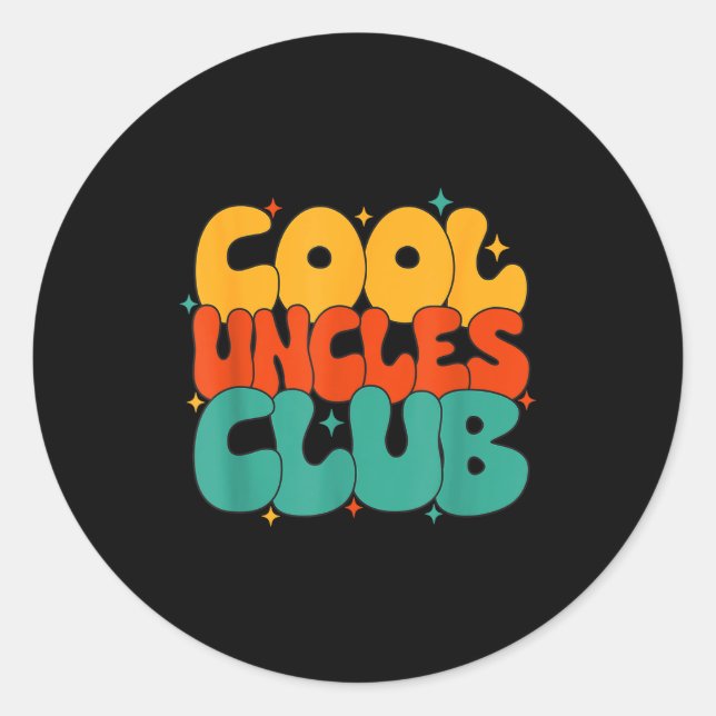 Pegatina Redonda Retro Groovy Cool Uncles Club Funny New Uncle  (Anverso)