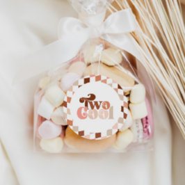 Pegatina Redonda Retro Groovy Dos Chicas de Guay Segundo Cumpleaños