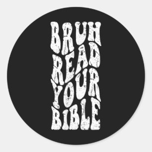 Pegatina Redonda Retro Groovy Faih Bruh lee tu Biblia cristiana