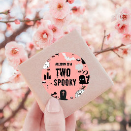 Pegatina Redonda Retro Groovy Halloween asustado de un primer cumpl