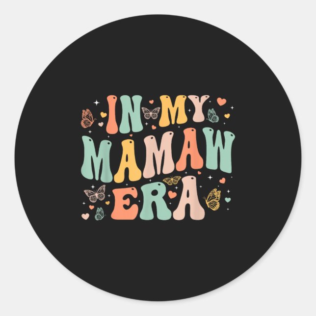 Pegatina Redonda Retro Groovy In My Mamaw Era Mother's Day Women  (Anverso)