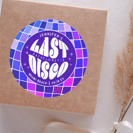 Pegatina Redonda Retro Groovy Last Disco Bachelorette Weekend Fiest