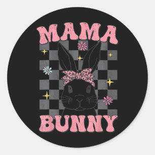 Pegatina Redonda Retro Groovy Mama Bunny Matando A La Madre De Pasc