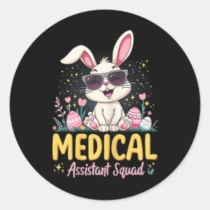 Pegatina Redonda Retro Groovy Medical Istant Squad Bunny Ear Flower
