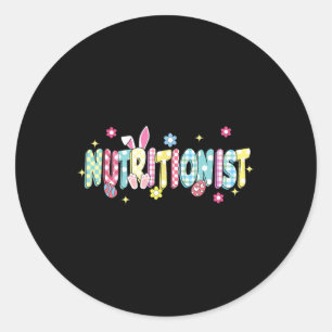 Pegatina Redonda Retro Groovy Nutricionista Bunny Ear Funny Easter