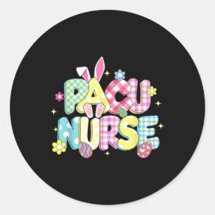 Pegatina Redonda Retro Groovy Pacu Enfermera Bunny Ear Funny Gif Pa