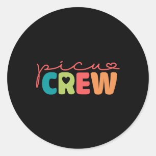 Pegatina Redonda Retro Groovy Picu Crew Valentine Intensi Pediátric