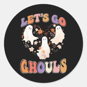Pegatina Redonda Retro Groovy Vamos Ghouls Parejas divertidas de Ha