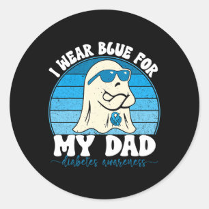 Pegatina Redonda Retro Groovy Yo Uso Azul Para Mi Papá Diabetes T1d