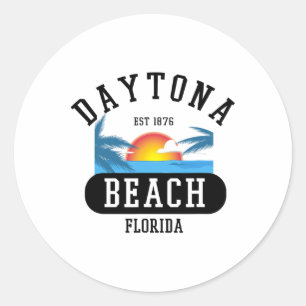 Pegatina Redonda Retro Guay Daytona Beach Mens Womens Florida Beach