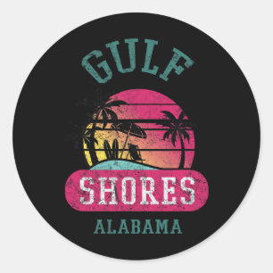 Pegatina Redonda Retro Guay Gulf Shings Original Alabama Beach Grap