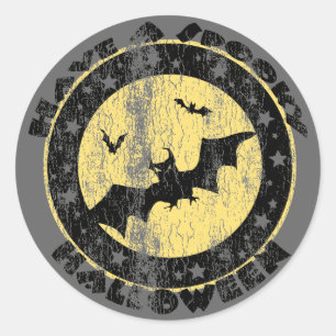 Pegatina Redonda Retro Halloween Bats
