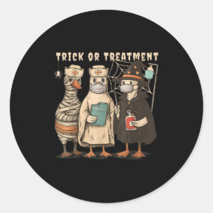 Pegatina Redonda Retro Halloween enfermera inscrita fantasma Witch