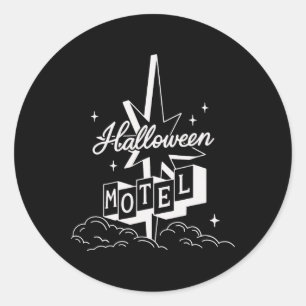 Pegatina Redonda Retro Halloween Motel Shirt Creepy Vintage