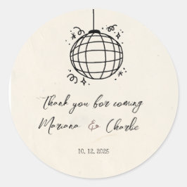 Pegatina Redonda Retro Hand Drawn Disco Ball Illustration 