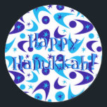 Pegatina Redonda Retro Hanukkah Boomerangs<br><div class="desc">Pegatinas del retro boomerang Hanukkah.</div>