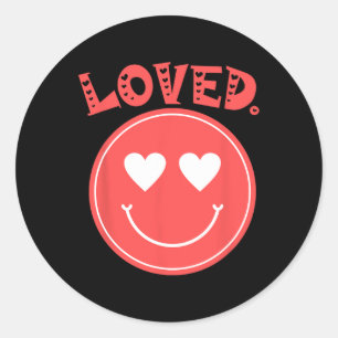 Pegatina Redonda Retro Happy Face Hearved Tee Smile Univ