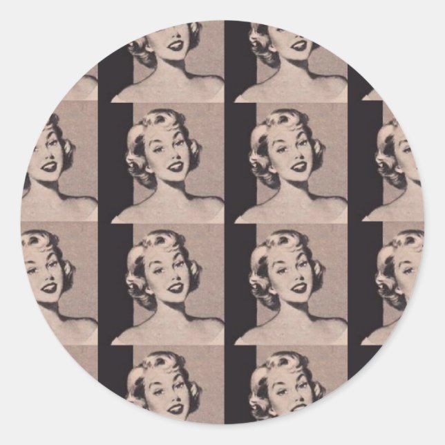 Pegatina Redonda Retro Housewife (Anverso)