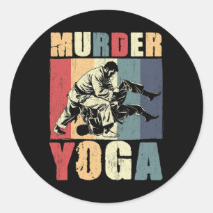 Pegatina Redonda Retro Jiu Jitsu Brasileño Asesino Yoga Divertido B