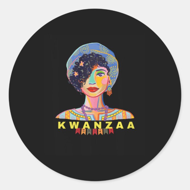 Pegatina Redonda Retro Kwanzaa África (Anverso)