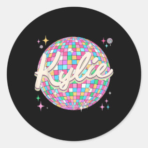 Pegatina Redonda Retro Kylie Nombre I Love Kylie Personalizado D