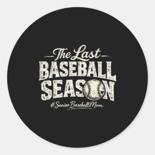 Pegatina Redonda Retro la última temporada de béisbol mamá de béisb