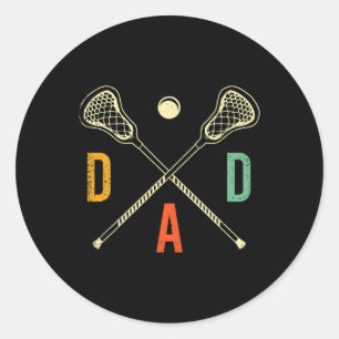 Pegatina Redonda Retro Lacrosse Dad Lax Dad Lax Player