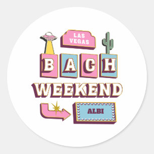Pegatina Redonda retro las vegas bachelorette