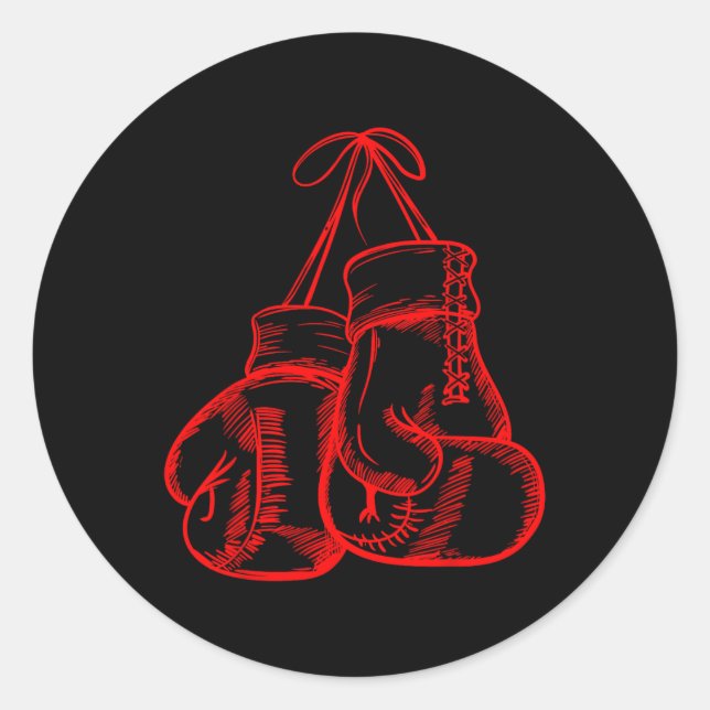 Pegatina Redonda Retro Love Red Boxing Glove Gifts Boxer Gift (Anverso)