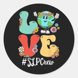 Pegatina Redonda Retro Love World Earth Day Slp Crew