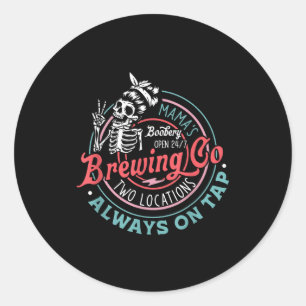 Pegatina Redonda Retro Mama's Ery Brewing Co divertida lactancia ma