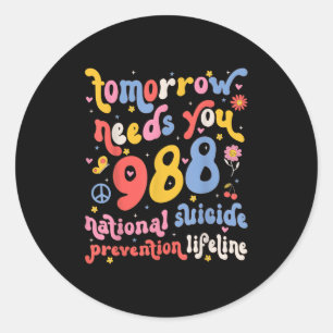Pegatina Redonda Retro Mañana Te Necesita 988 Ley De Prevención Del