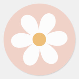 Pegatina Redonda Retro margarita rosa boho