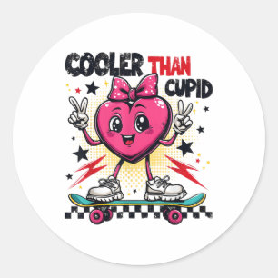 Pegatina Redonda Retro Más Frío Que Cupido Fun Valentine Valent