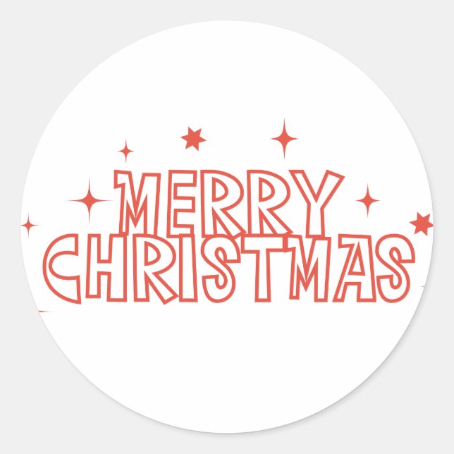 Pegatina Redonda Retro Merry Christmas Typography (Anverso)