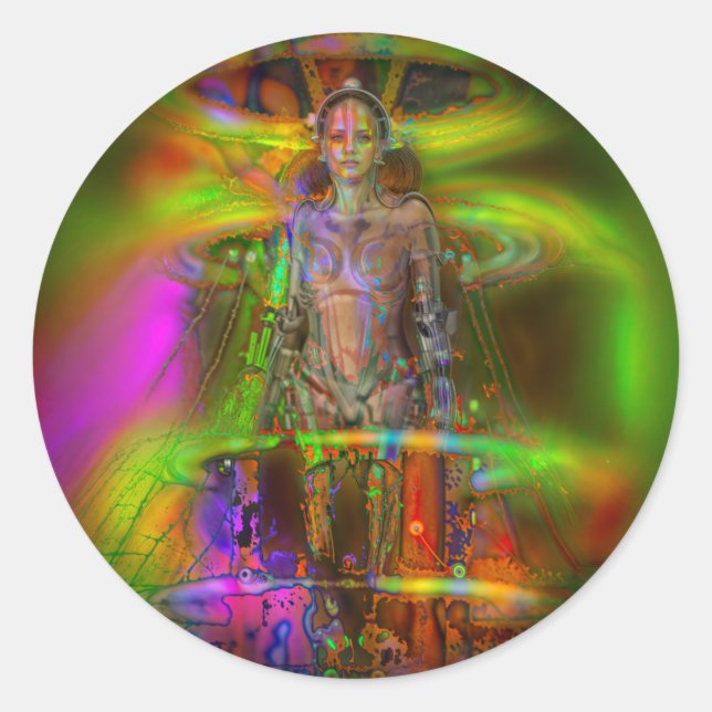 PEGATINA REDONDA RETRO METROPOLIS EN MUG (Anverso)