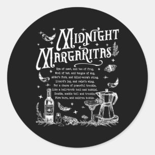 Pegatina Redonda Retro Midnight Margaritas Funny Halloween Magico