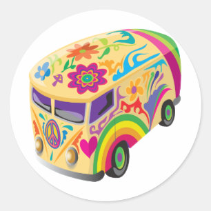 Pegatina Redonda Retro Minvan