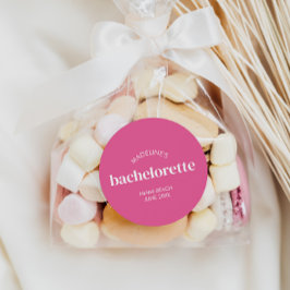 Pegatina Redonda Retro Moderno Rosa Brillante Despedida de Soltera 